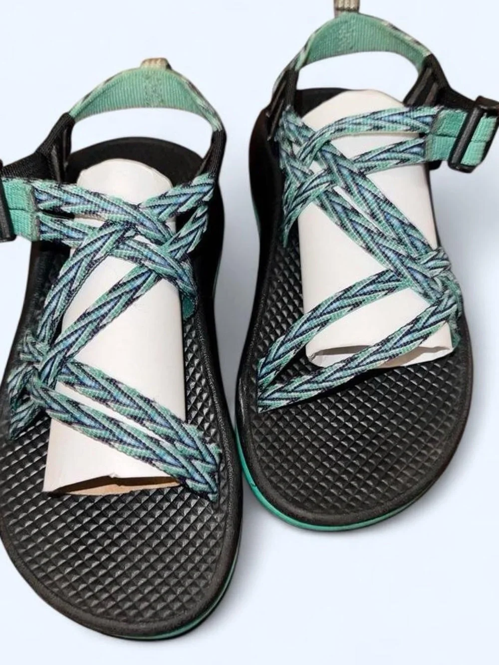 Chaco ZX/2 Sandals in Black with teal & blue Straps